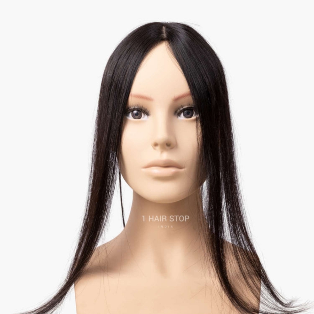 Human Hair Silk Cap Mini Topper 16 Inches